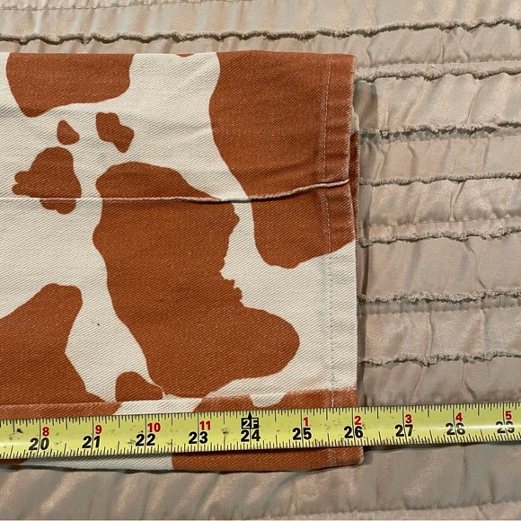 Lisa Says Gah Robyn Cow Print High Rise Straight Leg Jeans Brown Orange Tan 26 - Picture 10 of 10
